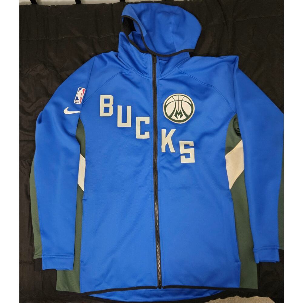 NBA Milwaukee Bucks Nike Therma Fit Full Zip Hoodie Showtime Size L